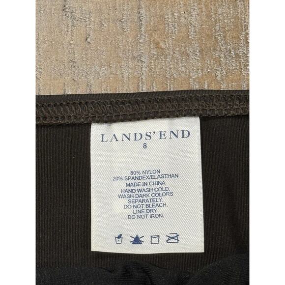 Lands End Halter Tankini Swim Suit Brown Polka Dot Tie Neck Solid Bottoms Size 8 - Picture 6 of 9